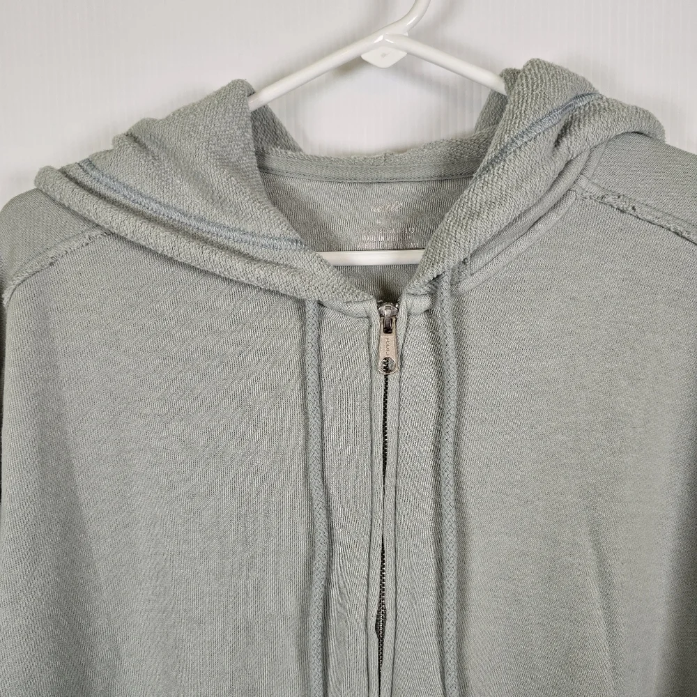 Aerie Womens Oversized Soft SageGreen Full Zip Hooded Sweatshirt Size M Pockets - Picture 3 of 11